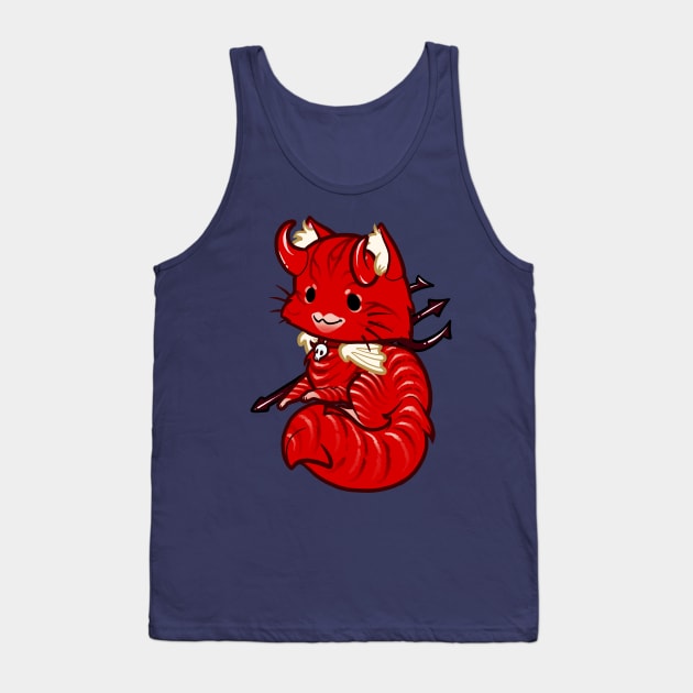 Halloween Chibi Winged Kitty - Red Tabby Devil Cat Tank Top by theghostfire